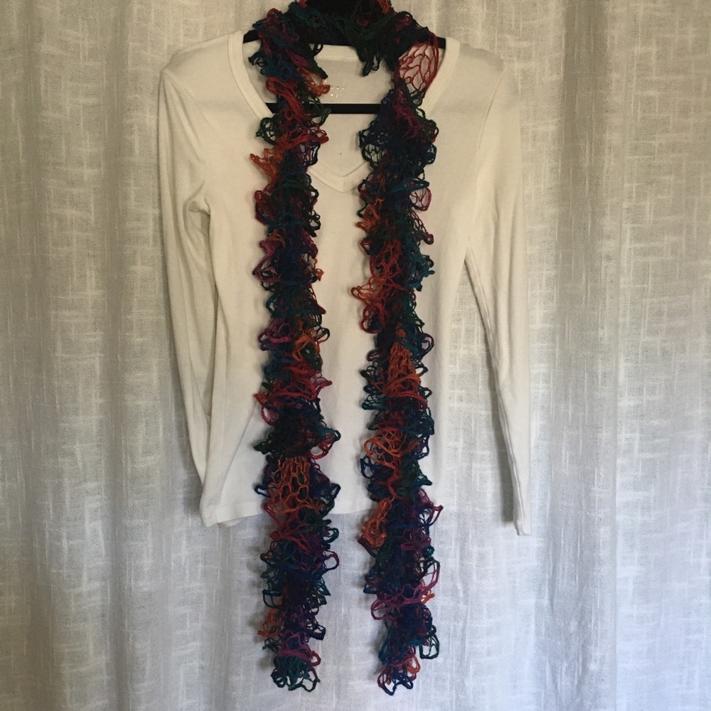 Rainbow knit hippie scarf